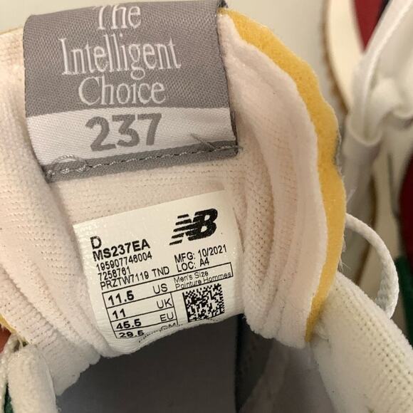 New Balance Men’s Size 11.5 The Intelligence Choice 237 Sneakers, Red Green Navy main image 4
